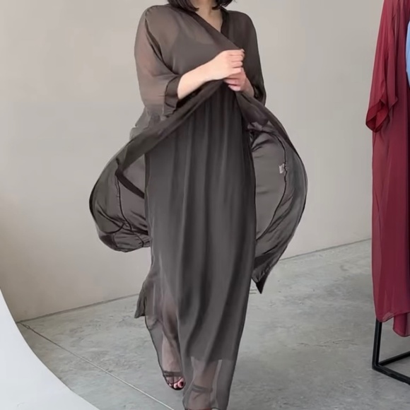 Dresses & Skirts - . Italian Silk Dress and Kimono Cape: Refined Elegance